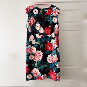 ck Calvin Klein Women's Floral Print Sleeveless Sheath Dress Plus Size 20W, EUC